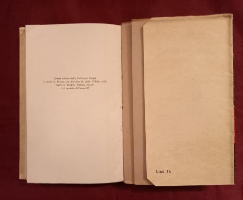 Fine libro. Finito di stampare nel 1937.